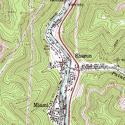 Topographic Map of Sharon Post Office, WV
