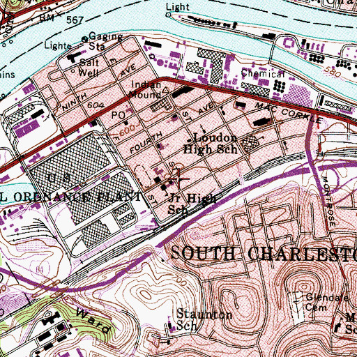 Topographic Map of South Charleston Christian Church, WV