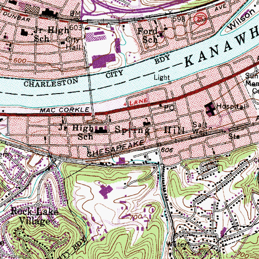 Topographic Map of Southwest Church of God, WV