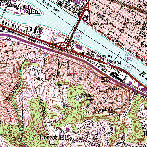 Topographic Map of Vandalia Baptist Church, WV