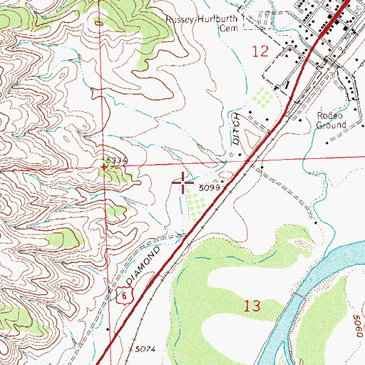 Topographic Map of Diamond Ditch, CO