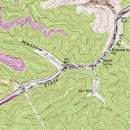 Topographic Map of Big Branch, WV