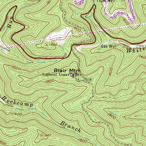 Topographic Map of Blair Mountan Lookout Tower, WV
