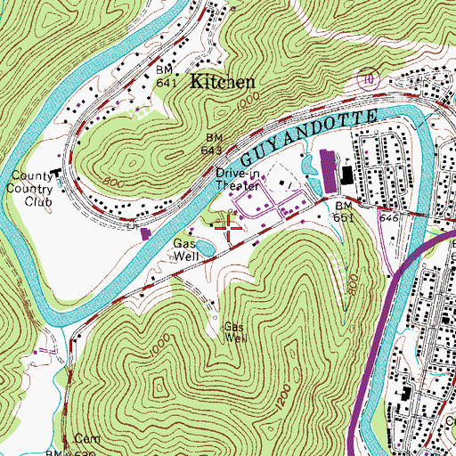 Topographic Map of Chapmanville Middle School, WV