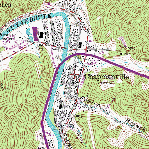 Topographic Map of Church of Christ, WV