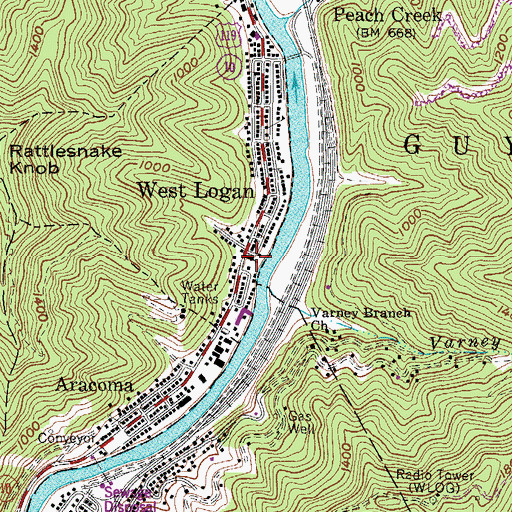 Topographic Map of Church of God, WV