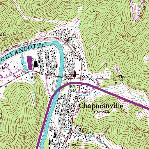 Topographic Map of East Chapmanville Elementary School (historical), WV