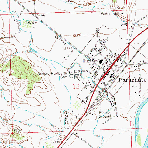 Topographic Map of Russey - Hurlburt Cemetery, CO