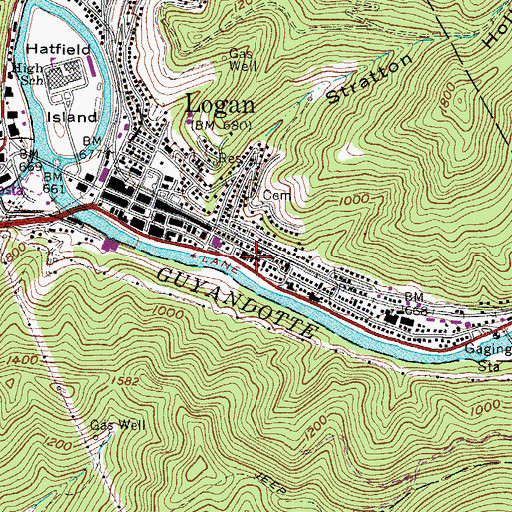 Topographic Map of First Church of God, WV