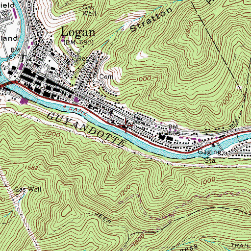 Topographic Map of First Presbyterian Church, WV