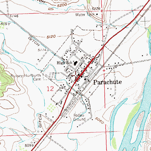 Topographic Map of Parachute, CO