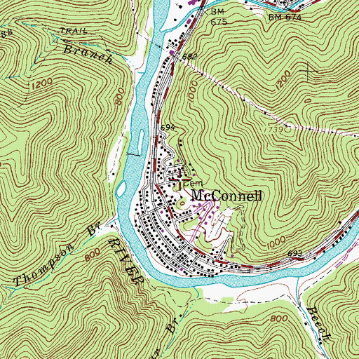 Topographic Map of George F Browning Cemetery, WV