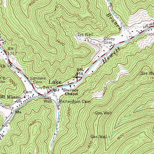 Topographic Map of Lake Elementary School (historical), WV