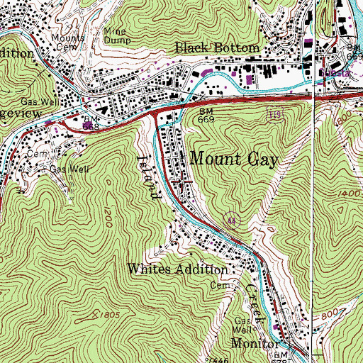 Topographic Map of Logan Holiness International Church, WV