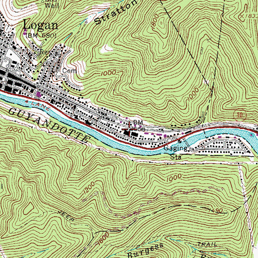 Topographic Map of Logan Junior High School Number 1 (historical), WV