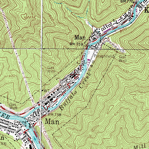 Topographic Map of Man Junior High School (historical), WV