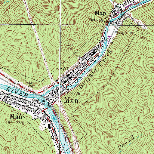 Topographic Map of Man Post Office, WV