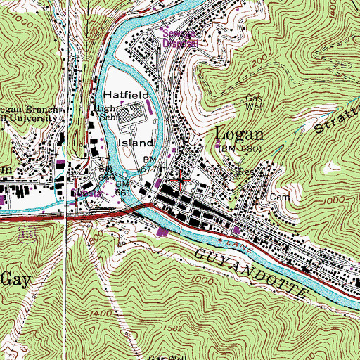 Topographic Map of Nighbert Memorial United Methodist Church, WV