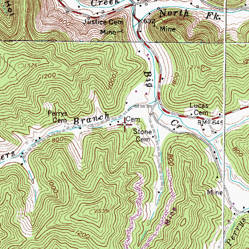 Topographic Map of Old Lucas Cemetery, WV