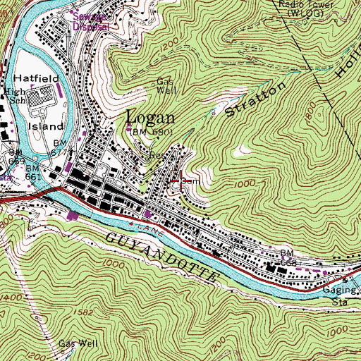 Topographic Map of Old City Cemetery, WV