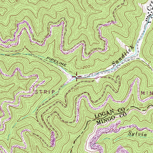 Topographic Map of Road Fork, WV