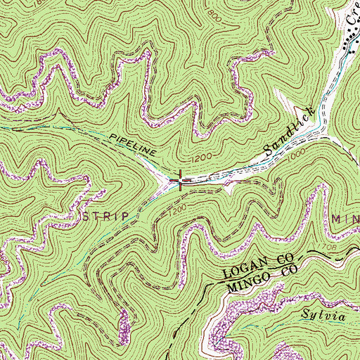 Topographic Map of Rockhouse Branch, WV