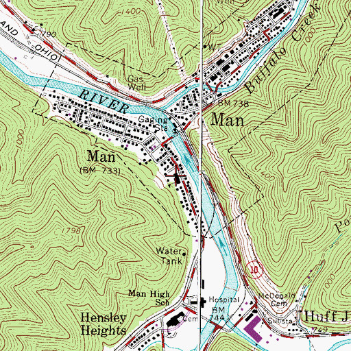 Topographic Map of South Man Elementary School, WV