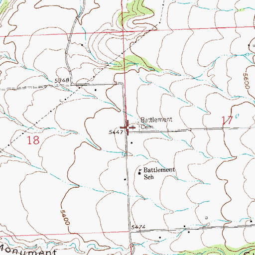 Topographic Map of Battlement Cemetery, CO