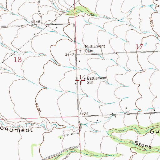 Topographic Map of Battlement School, CO