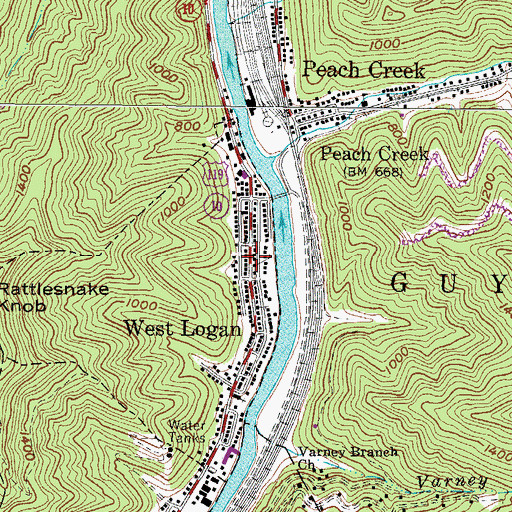 Topographic Map of West Logan Public School (historical), WV