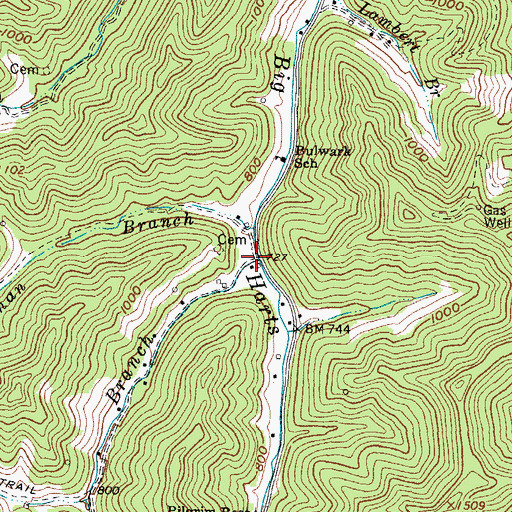 Topographic Map of Whirlwind, WV