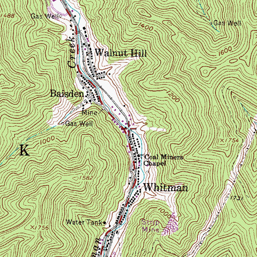 Topographic Map of Whitman Post Office, WV