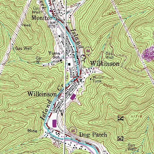Topographic Map of Wilkinson Post Office, WV