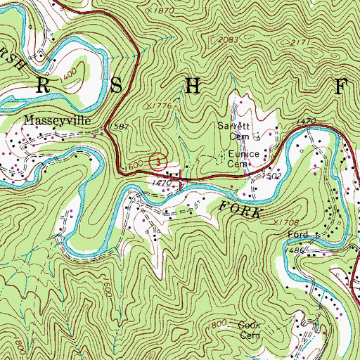 Topographic Map of Alonzo School (historical), WV