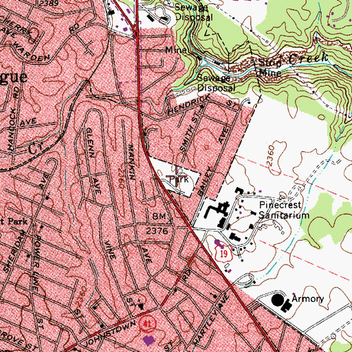 Topographic Map of Babe Ruth Park, WV