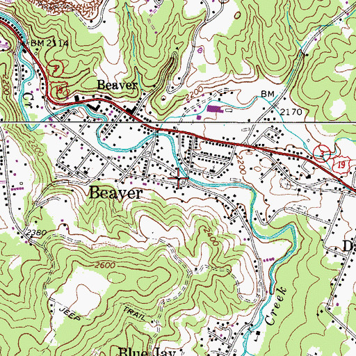 Topographic Map of Beaver Elementary School (historical), WV