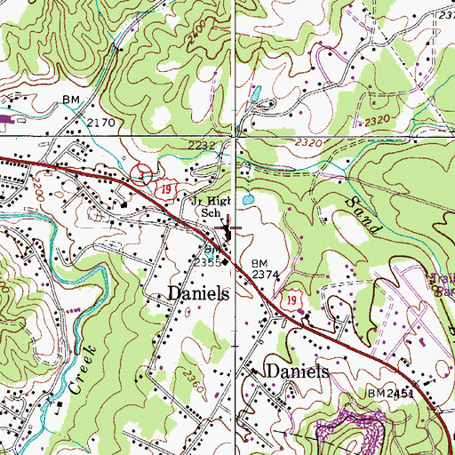 Topographic Map of Beaver Junior High School (historical), WV