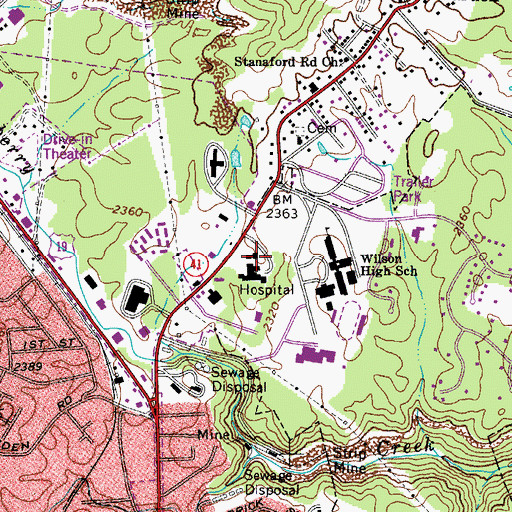 Topographic Map of Beckley Appalachian Regional Hospital, WV