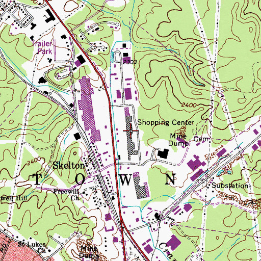 Topographic Map of Beckley Plaza Shopping Center, WV