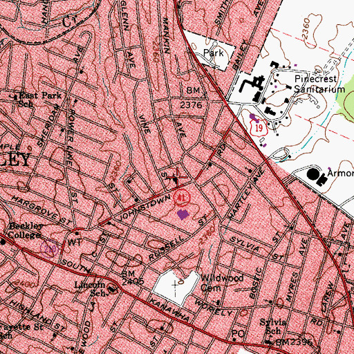 Topographic Map of Beckley Regular Baptist Church, WV