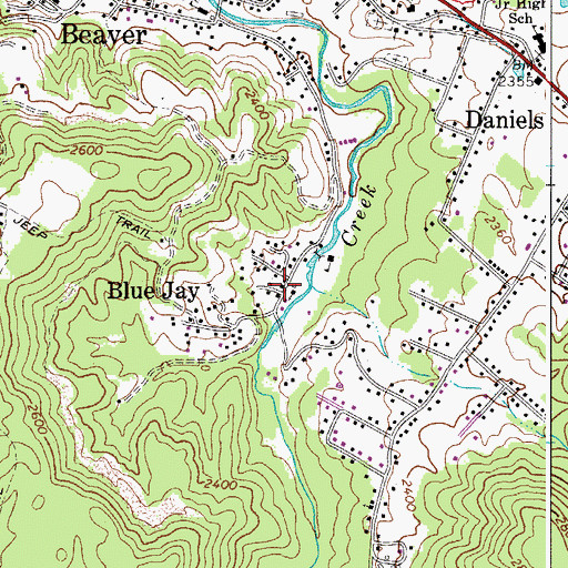 Topographic Map of Blue Jay Post Office, WV