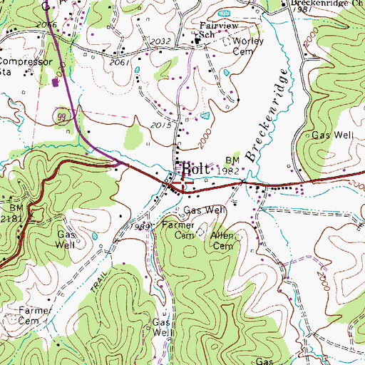 Topographic Map of Bolt Post Office, WV