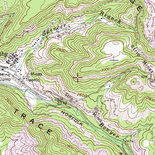 Topographic Map of Bowyer School (historical), WV