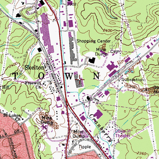 Topographic Map of By-Pass Plaza Shopping Center, WV