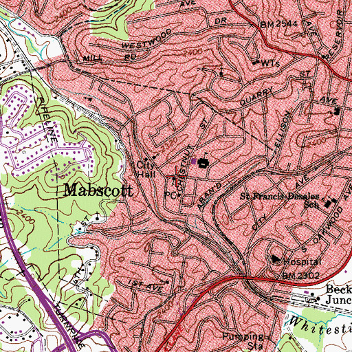 Topographic Map of Calvary Baptist Church, WV