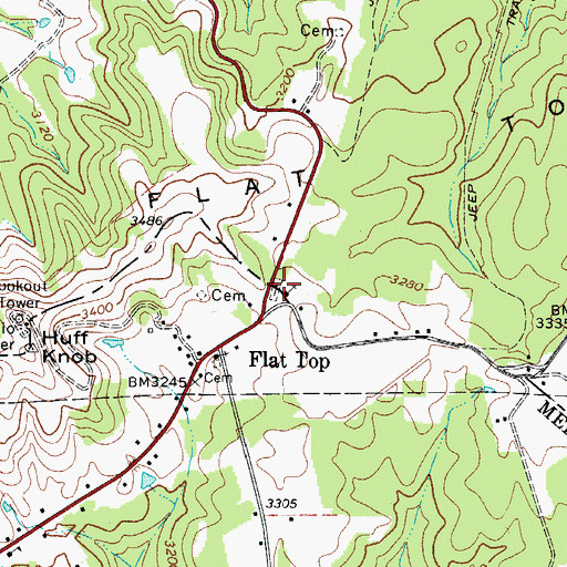Topographic Map of Camp Creek Cemetery, WV