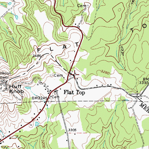 Topographic Map of Camp Creek Primitive Baptist Church, WV