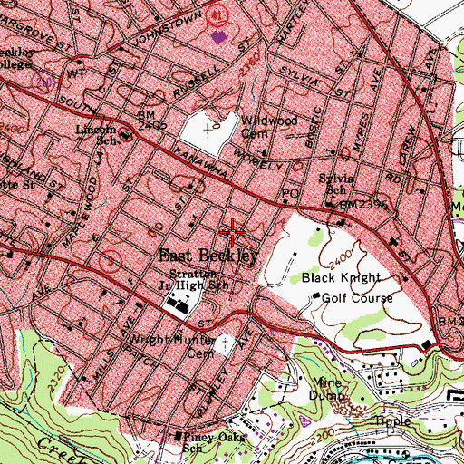 Topographic Map of Central Baptist Church, WV
