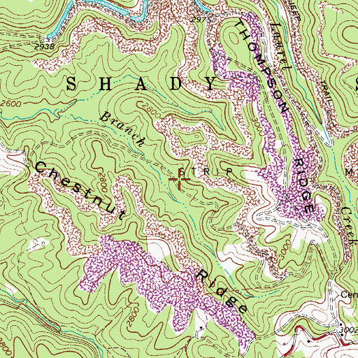 Topographic Map of Chestnut Ridge School (historical), WV