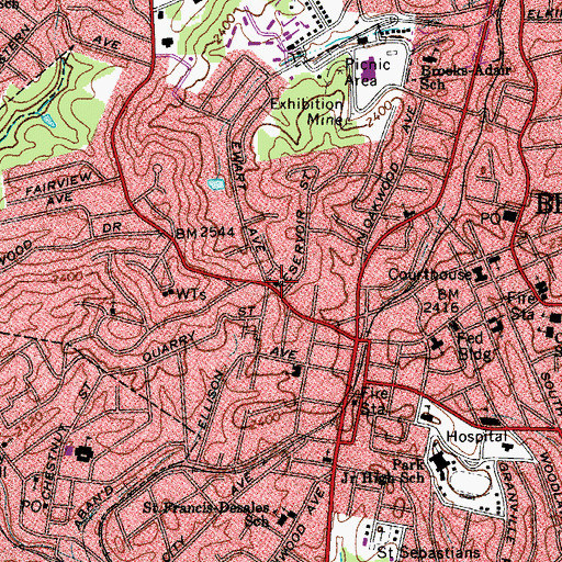Topographic Map of Church of Christ, WV